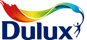 Dulux logo with colorful paint splash design