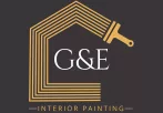 Elegant interior painting logo featuring a stylized house outline with a paint roller, representing expert interior painting services by G&E in Portstewart.